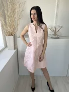 Coast (M) Világos Rózsaszín Anyagában Mintás, Hátul Cipzáros Bélelt, V Kivágású Ruha