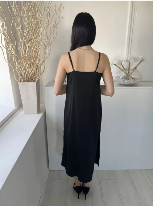 New Look (M) Fekete Pántos, Oldalt Sliccelt Mellbevarrásos Ruha