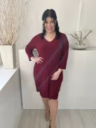 Nicole (M) Bordó V Kivágású, Zsebes Rugalmas Anyagú Ruha