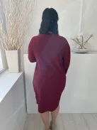 Nicole (M) Bordó V Kivágású, Zsebes Rugalmas Anyagú Ruha