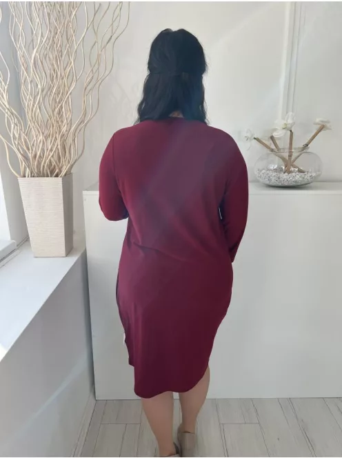 Nicole (M) Bordó V Kivágású, Zsebes Rugalmas Anyagú Ruha