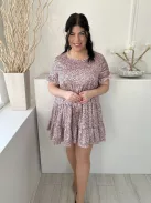 Cameo Rose (M) Halvány Rózsaszín Fekete Pöttyös, Fodros Aljú Hátul Nyakban Gombos, Szatén Anyagú Ruha