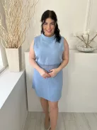 New Look (L) Vízkék Hátul Cipzáros, Derekán Horgoltmintás Magasított Nyakú Ruha
