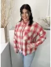   Fat Face (XL) Piros-Drapp Kockás, Elől Végig Gombos Mellnél Zsebes, Galléros, 100% Pamut Felső