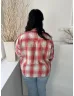   Fat Face (XL) Piros-Drapp Kockás, Elől Végig Gombos Mellnél Zsebes, Galléros, 100% Pamut Felső