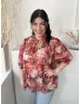   Gallery (XXL) Drapp Nagy Virágmintás, Nyakban Megköthető Gumis Ujjvégű Felső