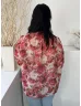   Gallery (XXL) Drapp Nagy Virágmintás, Nyakban Megköthető Gumis Ujjvégű Felső