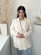 Primark (L) Drapp Elől Gombos, Zsebes Anyagában Mintás, Galléros Kabát