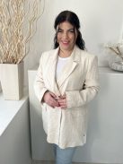 Primark (L) Drapp Elől Gombos, Zsebes Anyagában Mintás, Galléros Kabát