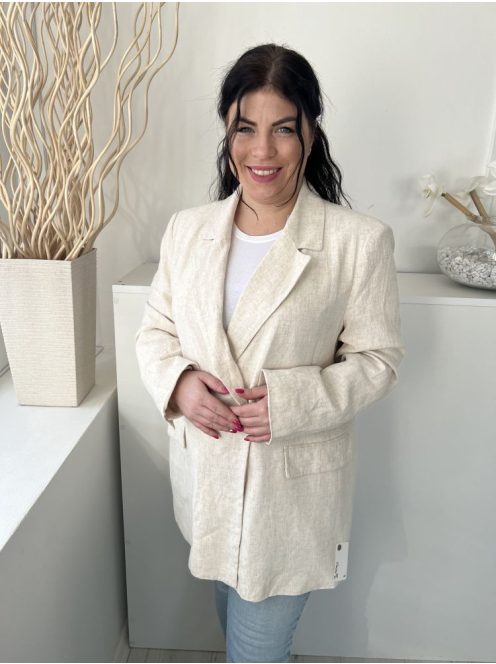 Primark (L) Drapp Elől Gombos, Zsebes Anyagában Mintás, Galléros Kabát