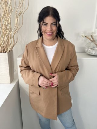   New Look (XL) Barna Elől Gombos, Zsebes Válltöméses, Galléros Blézer