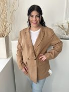 New Look (XL) Barna Elől Gombos, Zsebes Válltöméses, Galléros Blézer