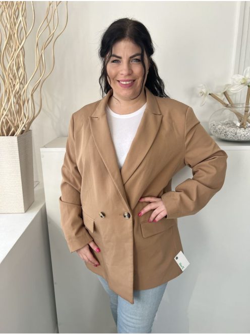 New Look (XL) Barna Elől Gombos, Zsebes Válltöméses, Galléros Blézer