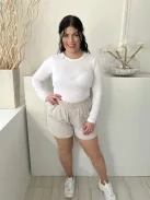 Adidas (L) Drapp Oldalt Fehér Díszcsíkos Derékban Összehúzható, Zsebes Rövidnadrág