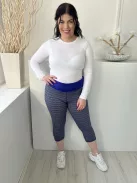 F&F (XL) Királykék Színes Mintás, Széles Gumisderekú Rugalmas Anyagú, Térd Nadrág