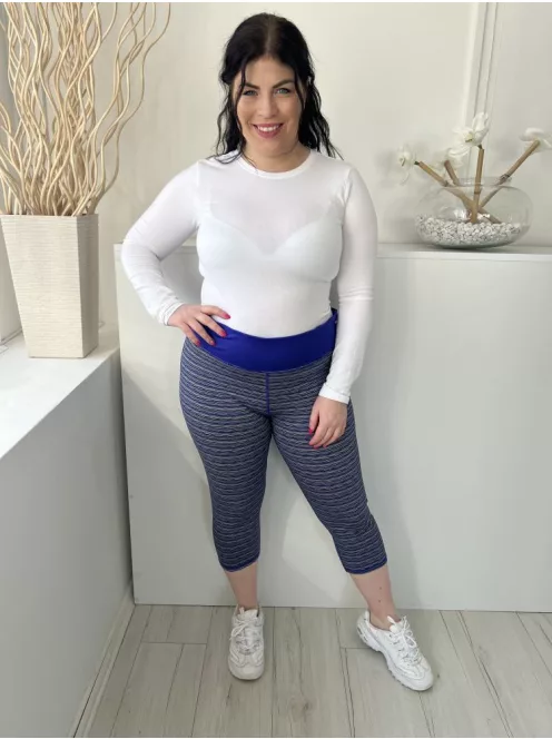 F&F (XL) Királykék Színes Mintás, Széles Gumisderekú Rugalmas Anyagú, Térd Nadrág