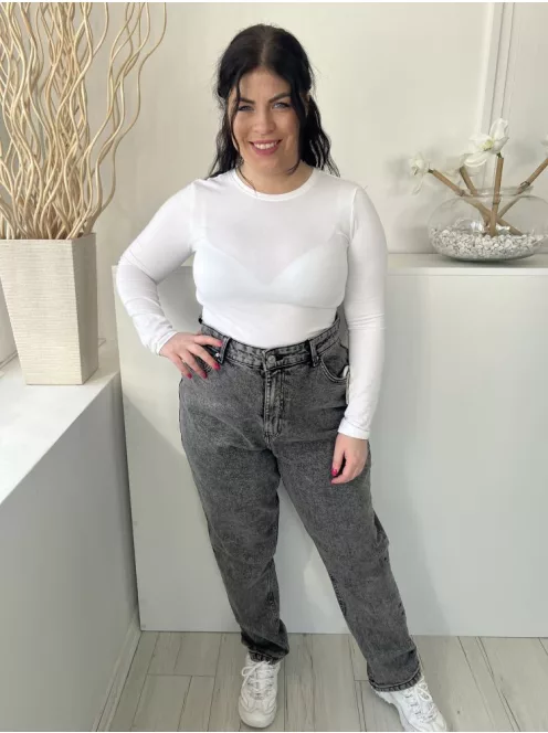 Primark (XL) Szürke Elől Gombos, Zsebes Övtartós, Farmer Nadrág
