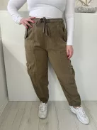 Primark (L) Khaki Derékban Összehúzható, Megkötős Oldalt Zsebes Nadrág