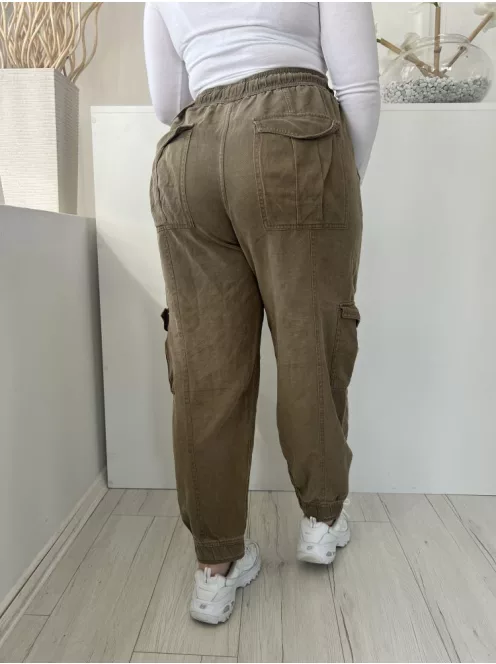 Primark (L) Khaki Derékban Összehúzható, Megkötős Oldalt Zsebes Nadrág