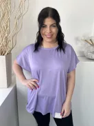 Primark (XL) Lila Anyagában Apró Lyukacsos Mintás Kerek Nyakú, Rugalmas Anyagú Felső