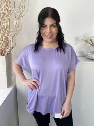   Primark (XL) Lila Anyagában Apró Lyukacsos Mintás Kerek Nyakú, Rugalmas Anyagú Felső