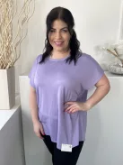 Primark (XL) Lila Anyagában Apró Lyukacsos Mintás Kerek Nyakú, Rugalmas Anyagú Felső