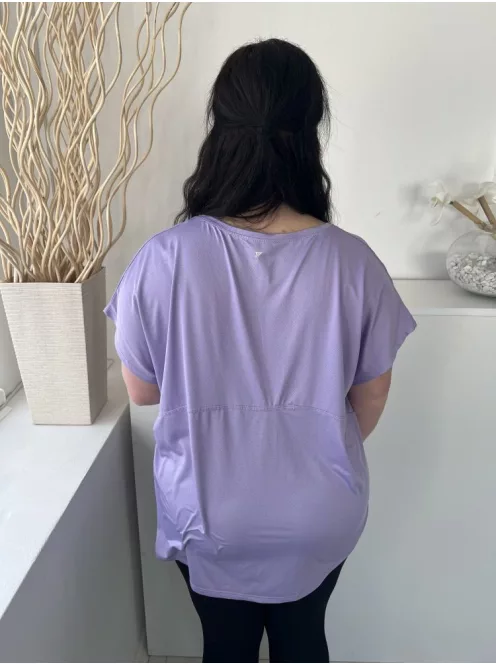 Primark (XL) Lila Anyagában Apró Lyukacsos Mintás Kerek Nyakú, Rugalmas Anyagú Felső