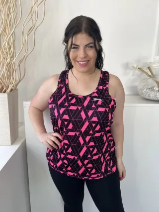   Slazenger (L) Fekete-Pink Mintás, Pántos Rugalmas Anyagú Felső