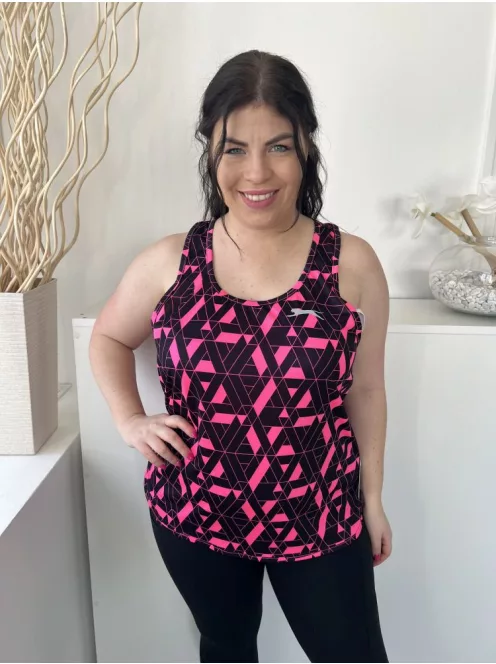 Slazenger (L) Fekete-Pink Mintás, Pántos Rugalmas Anyagú Felső