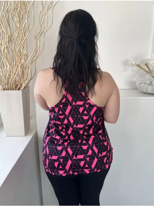 Slazenger (L) Fekete-Pink Mintás, Pántos Rugalmas Anyagú Felső