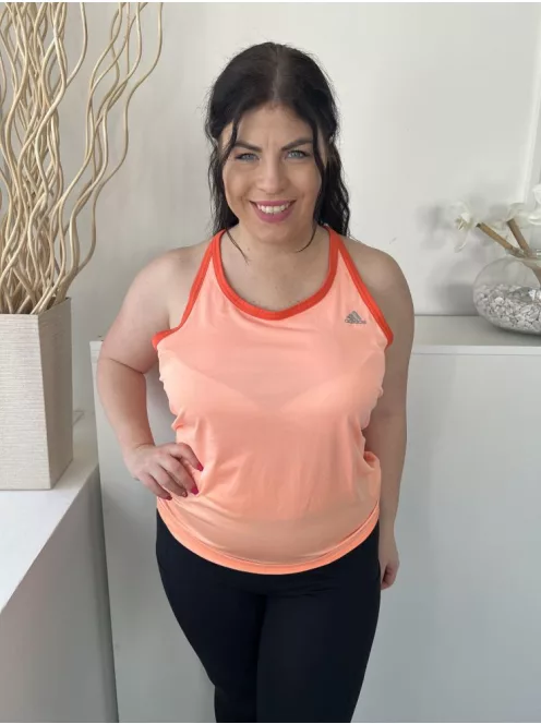 Adidas (L) Barackszínű Mellnél Feliratos Pántos, Rugalmas Anyagú Felső