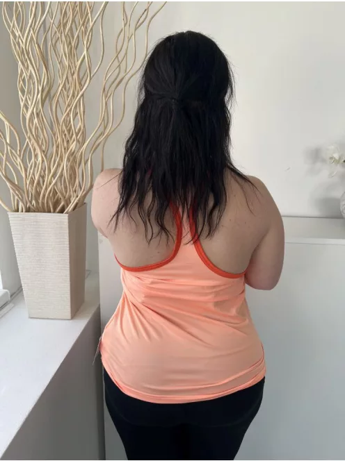 Adidas (L) Barackszínű Mellnél Feliratos Pántos, Rugalmas Anyagú Felső