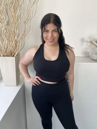 Next (L) Fekete Hátul Keresztpántos Rövid Derekú Felső