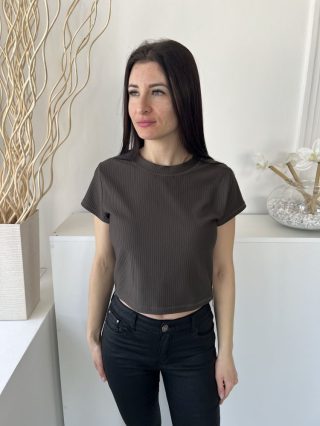   FW Bridge (M) Sötét Khaki Anyagában Bordázott, Kerek Nyakú Rövid Derekú Felső