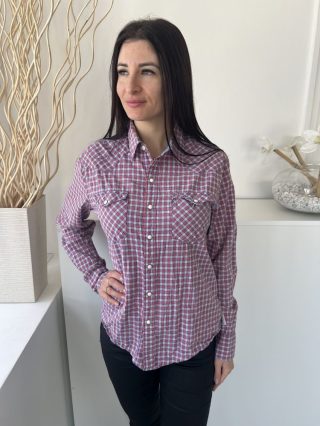   Levis (M) Kék-Piros Kockás, Elől Patentos, 100% Pamut Mellnél Zsebes, Galléros Felső