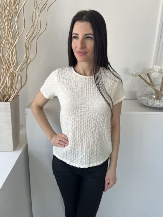   Papaya (M) Halány Vanília Anyagában Mintás, Kerek Nyakú Rugalmas Anyagú Felső