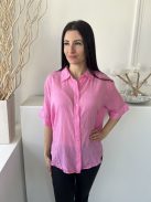 Primark (M) Rózsaszín Elől Végig Gombos, Galléros Enyhén Áttetsző, 100% Pamut Felső