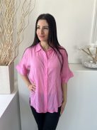 Primark (M) Rózsaszín Elől Végig Gombos, Galléros Enyhén Áttetsző, 100% Pamut Felső