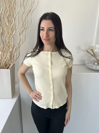   ÚJ New Look (M) Sárga Elől Végig Gombos, Gépikötött Rugalmas Anyagú Felső