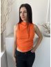   Shein (M) Narancs Anyagában Bordázott, Magasított Nyakú Aszimmetrikus Aljú, Oldalt Húzott Felső