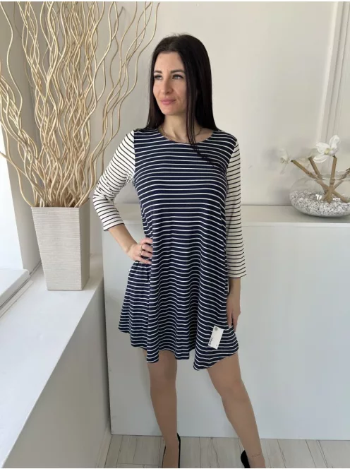 Joules (M) Sötétkék-Fehér Fehér Csíkos, Kerek Nyakú Zsebes, Rugalmas Anyagú Ruha