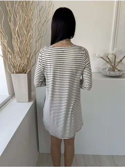 Joules (M) Sötétkék-Fehér Fehér Csíkos, Kerek Nyakú Zsebes, Rugalmas Anyagú Ruha