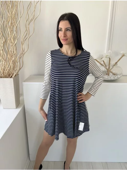 Joules (M) Sötétkék-Fehér Fehér Csíkos, Kerek Nyakú Zsebes, Rugalmas Anyagú Ruha