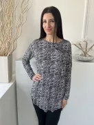 ÚJ Papaya (S) Fekete Fehér Foltmintás, Kerek Nyakú Hosszított Fazonú Felső