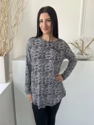 ÚJ Papaya (S) Fekete Fehér Foltmintás, Kerek Nyakú Hosszított Fazonú Felső