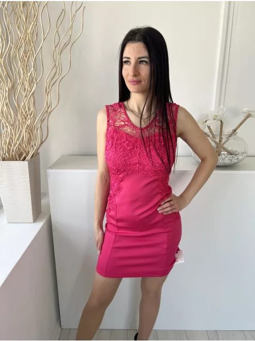 Bodyflirt (XS) Pink Felül Csipkés Anyagú, Hátul Cipzáros Hátul Mélykivágású Ruha