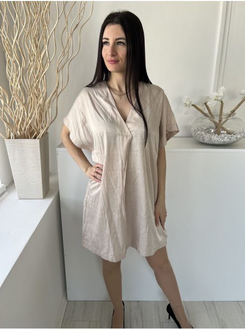 H&M (S) Drapp Mellnél Díszhajtásos, Bőfazonú Fényes Anyagú Ruha