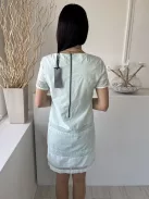 ÚJ Luisa Cerano (M) Menta Anyagában Mintás, Hátul Cipzáros Csónak Nyakú, Bélelt, 100% Pamut Ruha