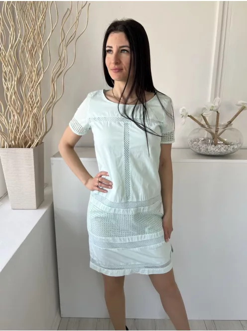 ÚJ Luisa Cerano (M) Menta Anyagában Mintás, Hátul Cipzáros Csónak Nyakú, Bélelt, 100% Pamut Ruha