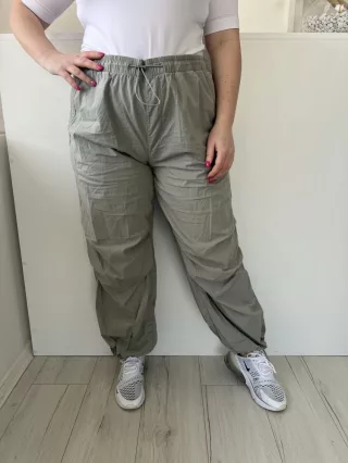   M&S (L) Permetzöld Derékban Összehúzható, Zsebes Térdnél Ráncolt, Gumis Aljú Nadrág